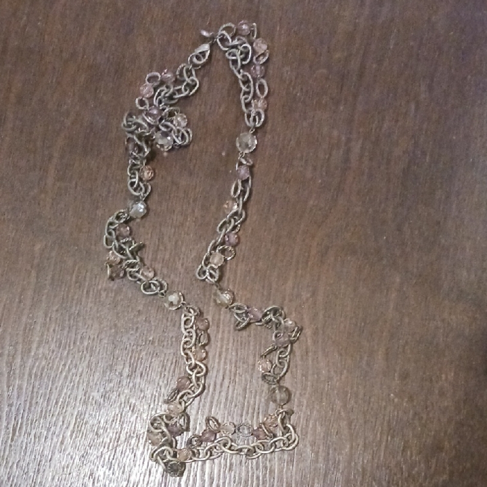 Ann Taylor Loft Silvertone and Purple Necklace